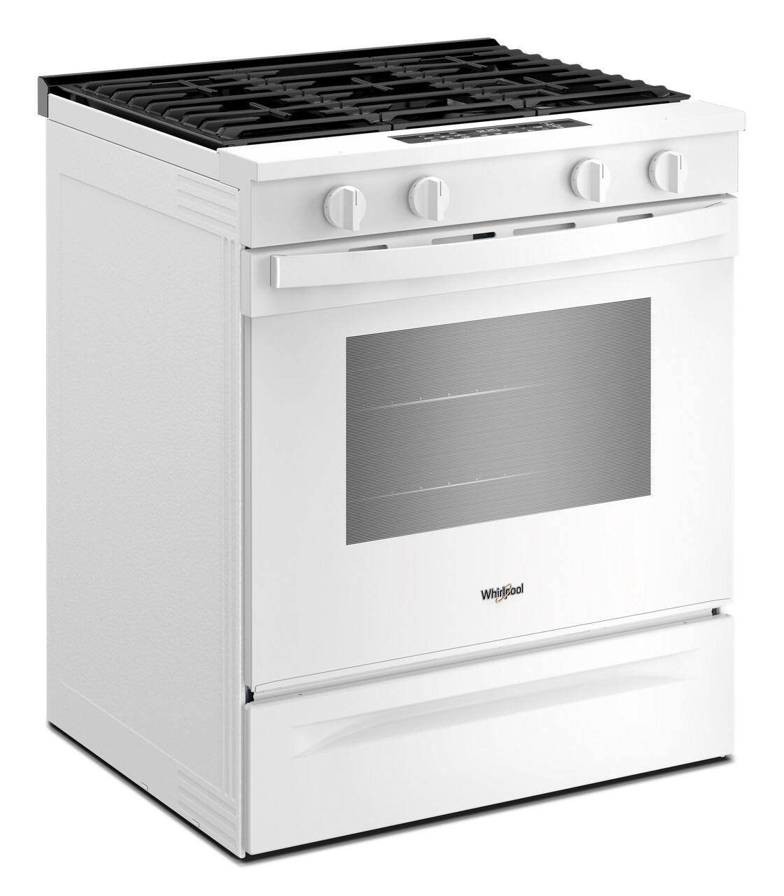 Angle. Whirlpool - 5.0 Cu. Ft. Smart Freestanding Slide-In Gas Range with Air Cooking Technology and Steam Clean - White.
