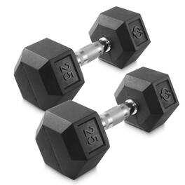 Philosophy Gym - Pair of Rubber Coated Hex Dumbbell - Cast Iron Hand Weight Set - Black