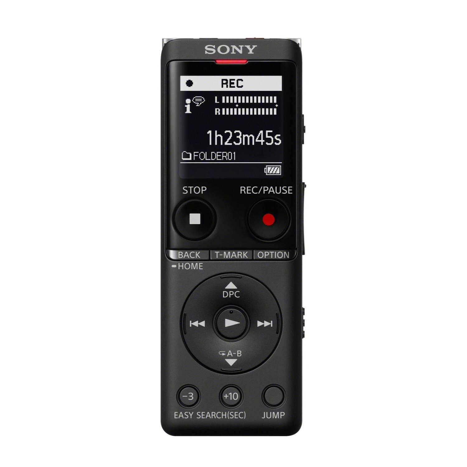 SONY  
REC  
L R  
1h23m45s  
FOLDER01  
STOP  
REC/PAUSE  
BACK T-MARK OPTION  
HOME  
DPC  
A-B  
EASY SEARCH(SEC)  
JUMP  
-3 +10