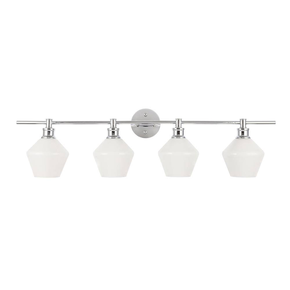 Back. Living District - Gene 4 light Chrome and Frosted white glass Wall sconce - Chrome And Frosted White Glass.