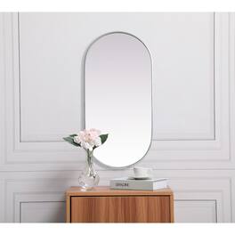 Elegant Decor - Metal Frame Oval Mirror 24x48 Inch - Silver