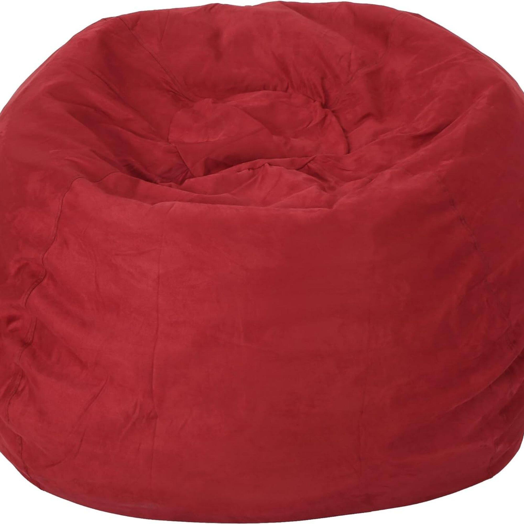 Back. GOODSILO - Spacious High-Density Shredded Foam Bean Bag Chair with Removable Soft Cover for Ultimate Relaxation - Red.
