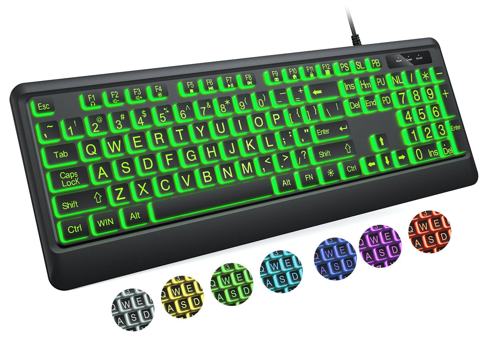 METALTON Large Print 7 Interchangeable Backlight Colors Light Up ...