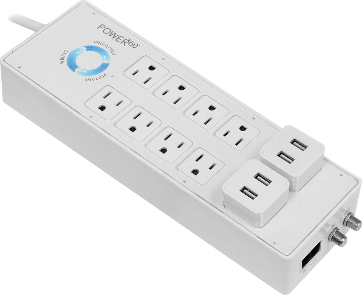 Alt View 1. Panamax - Power 360 8-Outlet Power Strip - White.