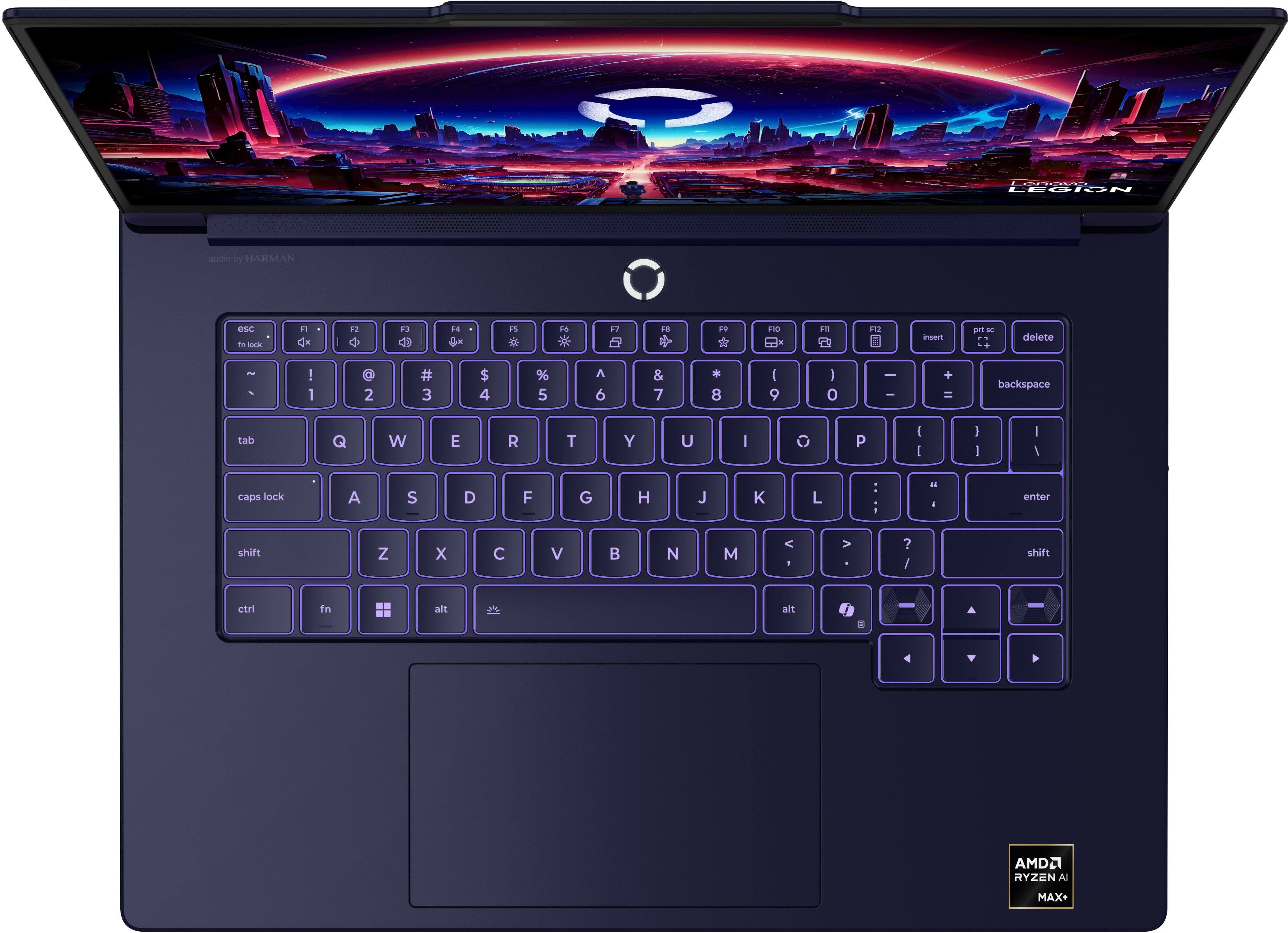 ericin LEGION aado Do HARMAN esc - 1 F3 F3 LA i5 FO 11 FB 1 FI0 iN 1 tsan M + delete - - 1 2 3 $ 4 % 5 A 6 & 7 . 8 I 9 I 0 | - + = backspace tab Q W E R T Y U I O P I I I I I I caps lock A S D F G H J K L : : H1 4 enter shift Z X  V B N M < 1 V ? / shift ctri fn alt 5 alt A  AMD2 RYZEN AI MAX*