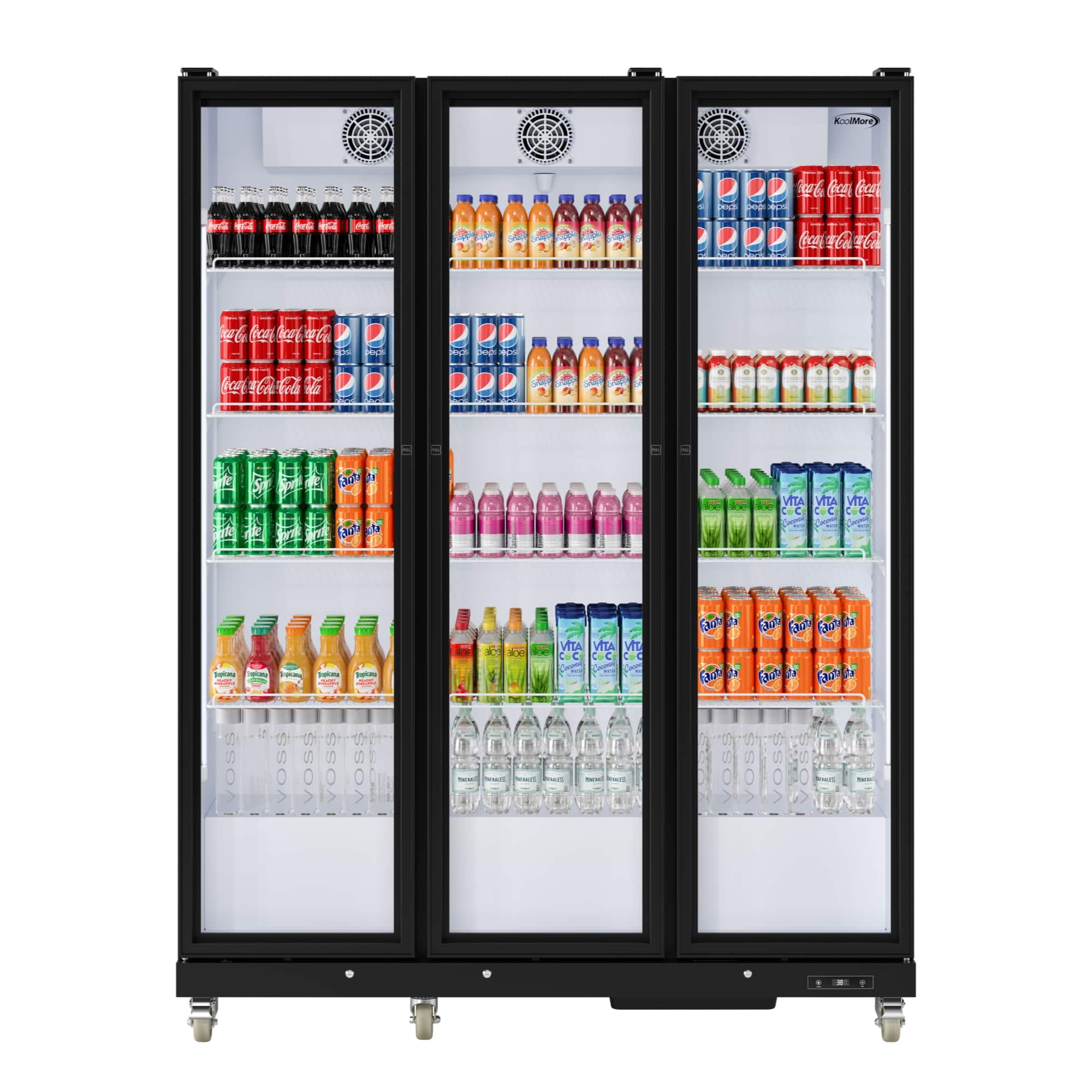 Koolmore - 71 in. Commercial 3 Fully Glass Door Merchandiser Refrigerator, 46 cu. ft., ETL Listed (KM-MDR-3FGD) - Black