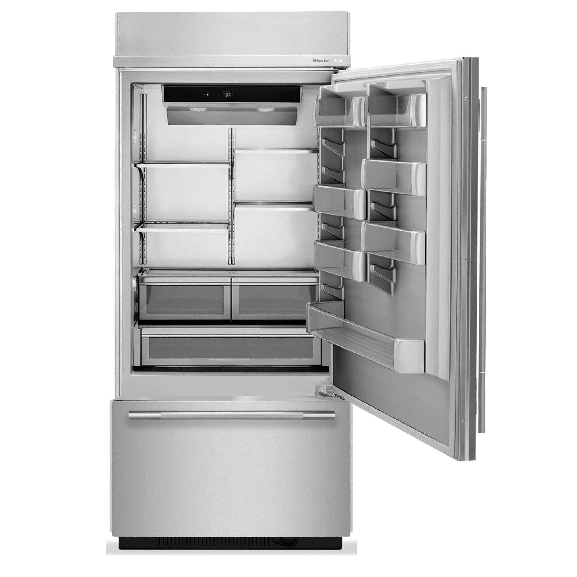 Alt View 1. KitchenAid - 20.8 Cu. Ft. Built-In Bottom Mount Refrigerator with Platinum Interior - Stainless Steel with PrintShield Finish.