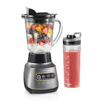 Hamilton Beach - Wave Crusher Blender with 40 oz. Glass Blender Jar and 20 Oz. Travel Jar - Black - Front_Zoom