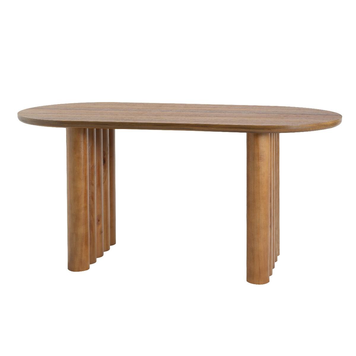 Loheer Modern Oval Dining Table with Cylindrical Legs, MDF, 65 Inch ...