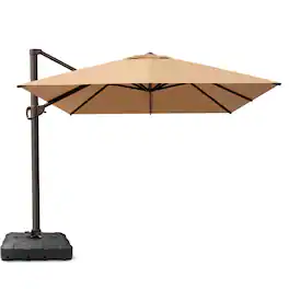 Crestlive Products - 10x13ft Aluminum Crank Cantilever Patio Umbrella with Base - Brown