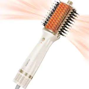 Gomyth - 5-in-1 Blow Dryer Brush with Heated Comb for Thick Curly Coily Hair, Wet/Dry Hair Styler, Smooth Frizz-Free Volume - Pearly White