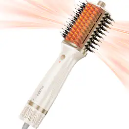 Gomyth - 5-in-1 Blow Dryer Brush with Heated Comb for Thick Curly Hair, Wet & Dry Hair, Frizz-Free, Smooth Shiny Hair, Volumizing - Pearly White