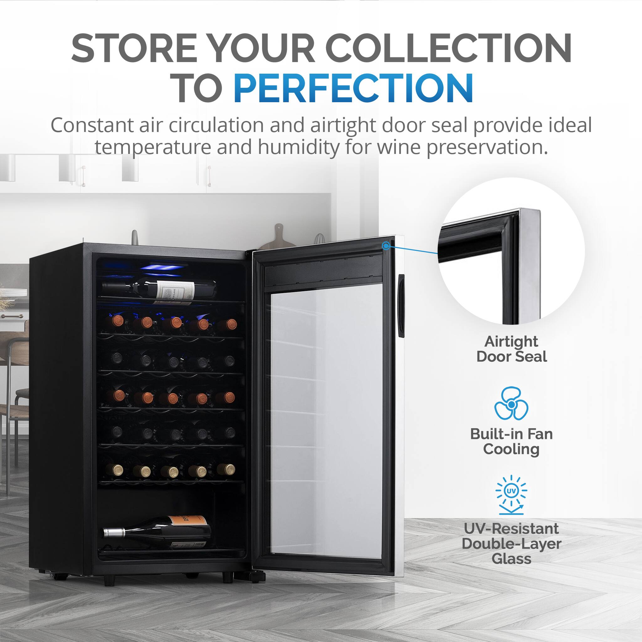 NewAir – Freestanding 33 Bottle Compressor Wine Fridge, Adjustable Racks and Exterior Digital Thermostat – Stainless Steel Sansujyuku sansujyuku.com