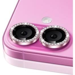 Entronix - Camera Lens Protector Compatible with iPhone 16/16 Plus - Luxury Diamond Metal Cover - Rose