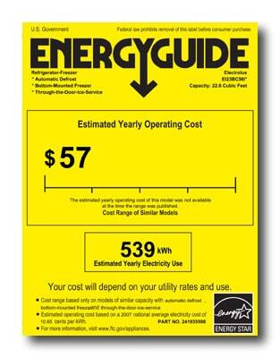 Energy Guide. Electrolux - 22.6 Cu. Ft. Counter-Depth French Door Refrigerator - Stainless-Steel.