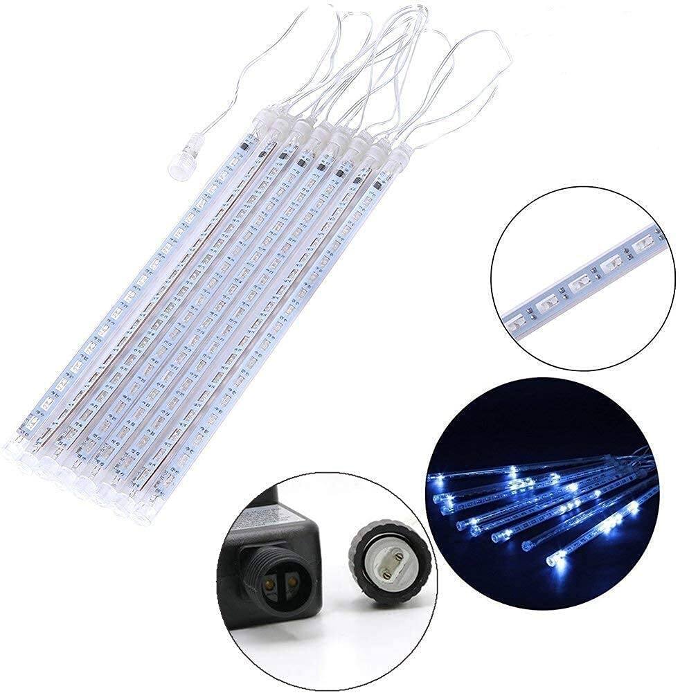 Alt View 4. GlowWise - Blue Falling Rain Lights, 12" 8-Tube Meteor Shower Outdoor String Lights for Xmas & Wedding Decor - blue.