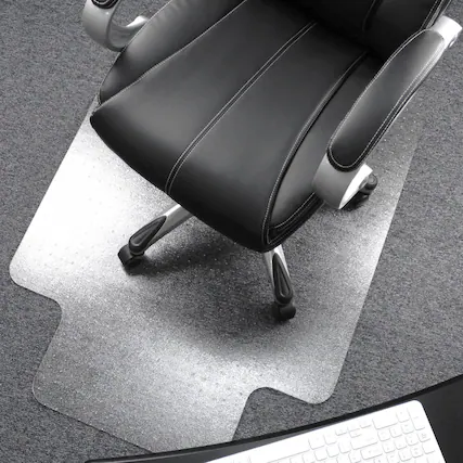 Front. Floortex - Ultimat Polycarbonate Lipped Chair Mat for Carpets up to 1/2" - 48" x 60" - Clear.