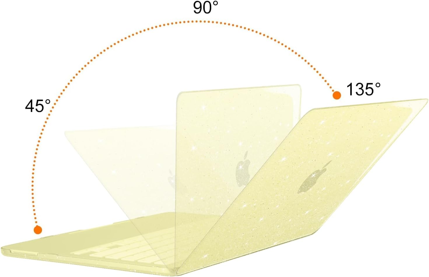 Back. mosiso - Sparkly Glitter Case for MacBook Neo 13 inch A3404 with A18 Pro Chip (2026), Ultra-Thin Crack & Scratch Resistant Cover - Citrus.