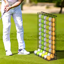 Oumilen - Metal Golf Ball Display Rack with Auto-Rolling Design, Black - Black