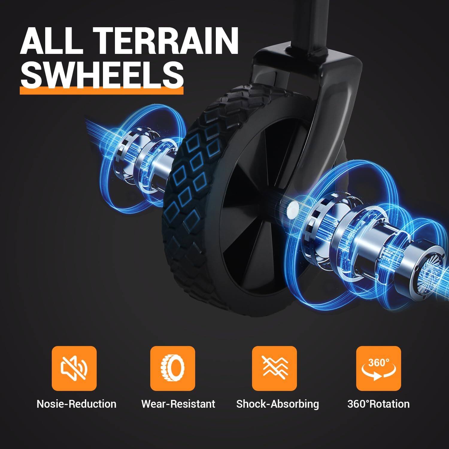 ALL TERRAIN SWHEELS

- Noise-Reduction
- Wear-Resistant
- Shock-Absorbing
- 360° Rotation
