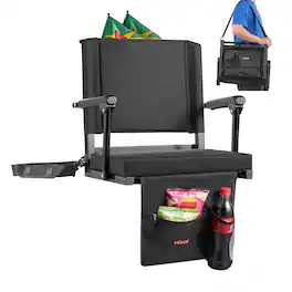 VEVOR - Stadium Seat, Portable Bleacher Seat with Armrest, Back Support and Thick Cushion, Bench Chair for Bleacher - Black