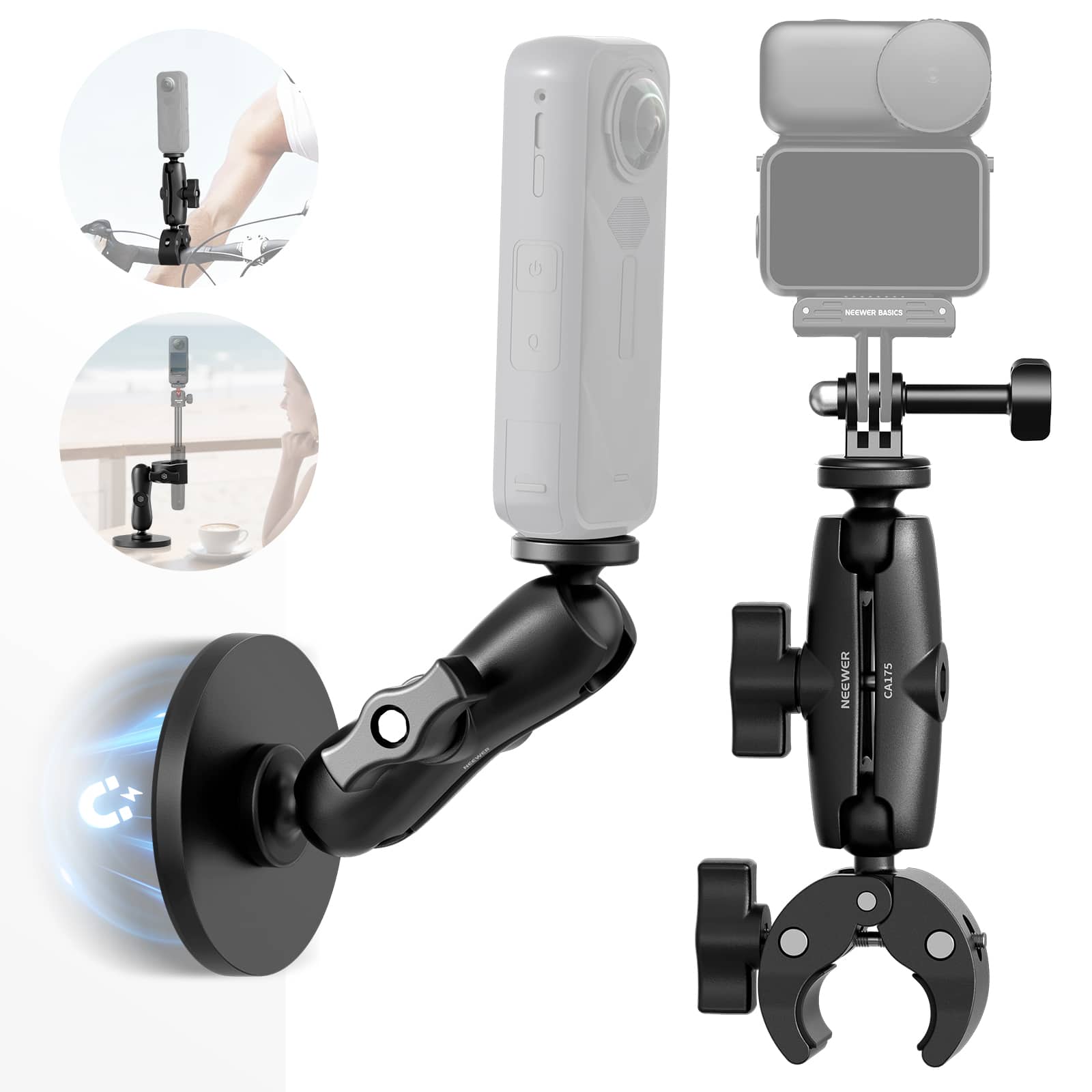 Neewer - Handlebar Mount for Insta360/GoPro/DJI, 360° - Black