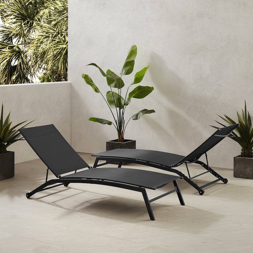 Alt View 9. Crosley Furniture - Weaver 2-Piece Outdoor Chaise Lounge Set - 2 Lounge Chairs - Charcoal.