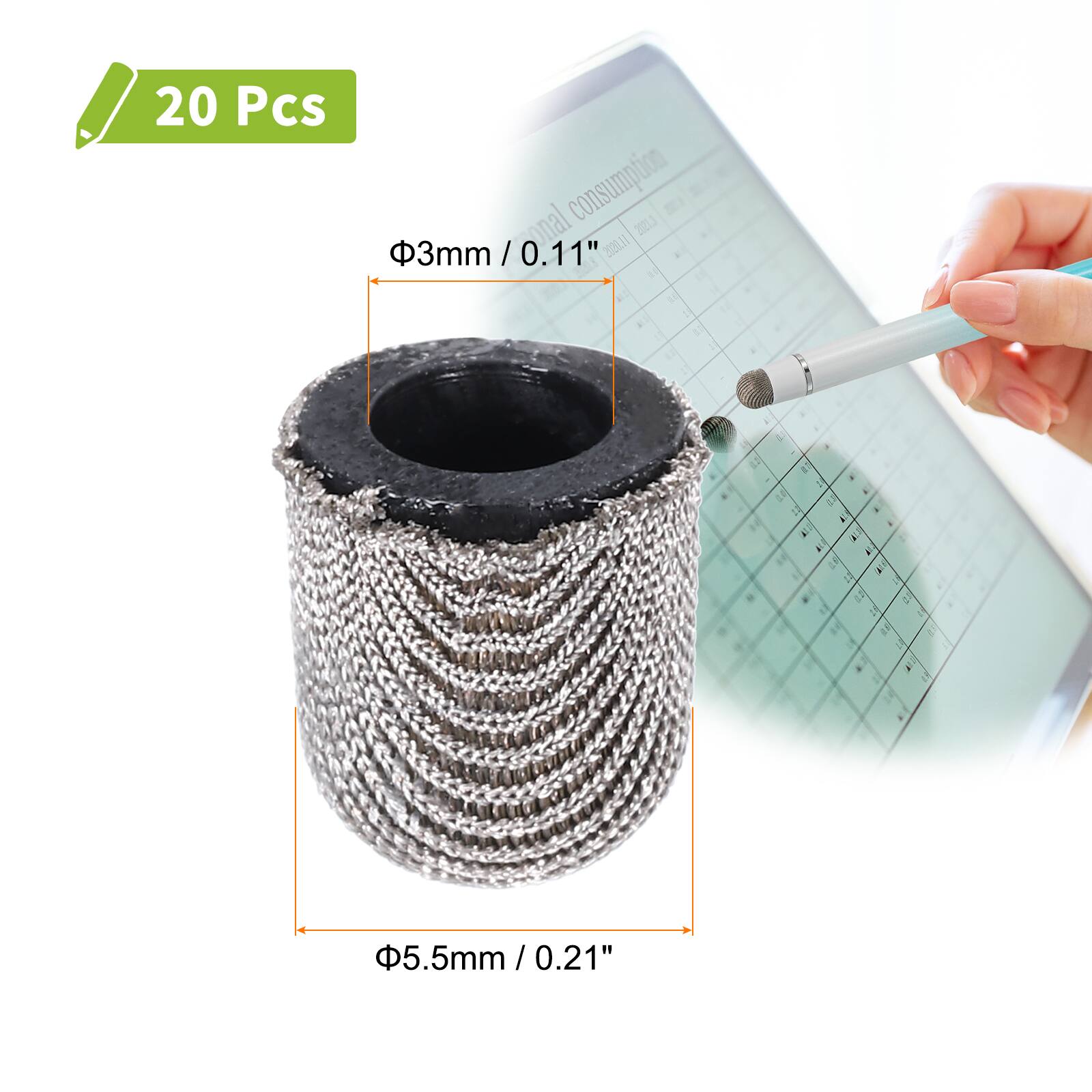 20 Pcs  
Φ3mm / 0.11"  
Φ5.5mm / 0.21"