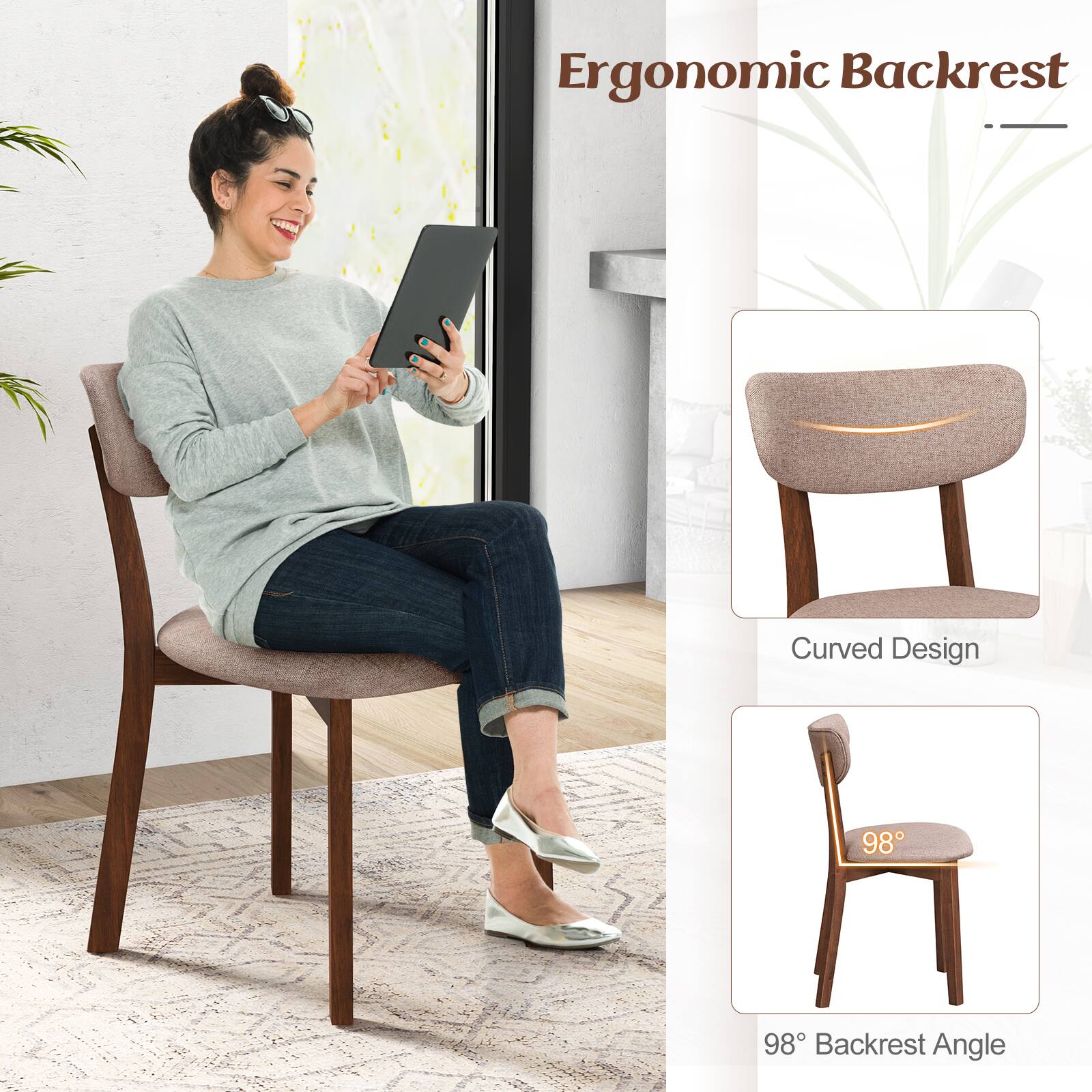 Ergonomic Backrest  
Curved Design  
98° Backrest Angle