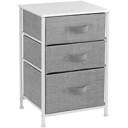 Sorbus - Nightstand with 3 Drawers - Steel Frame, Wood Top &Fabric Bins -Home, Bedroom, Office & College Dorm - White