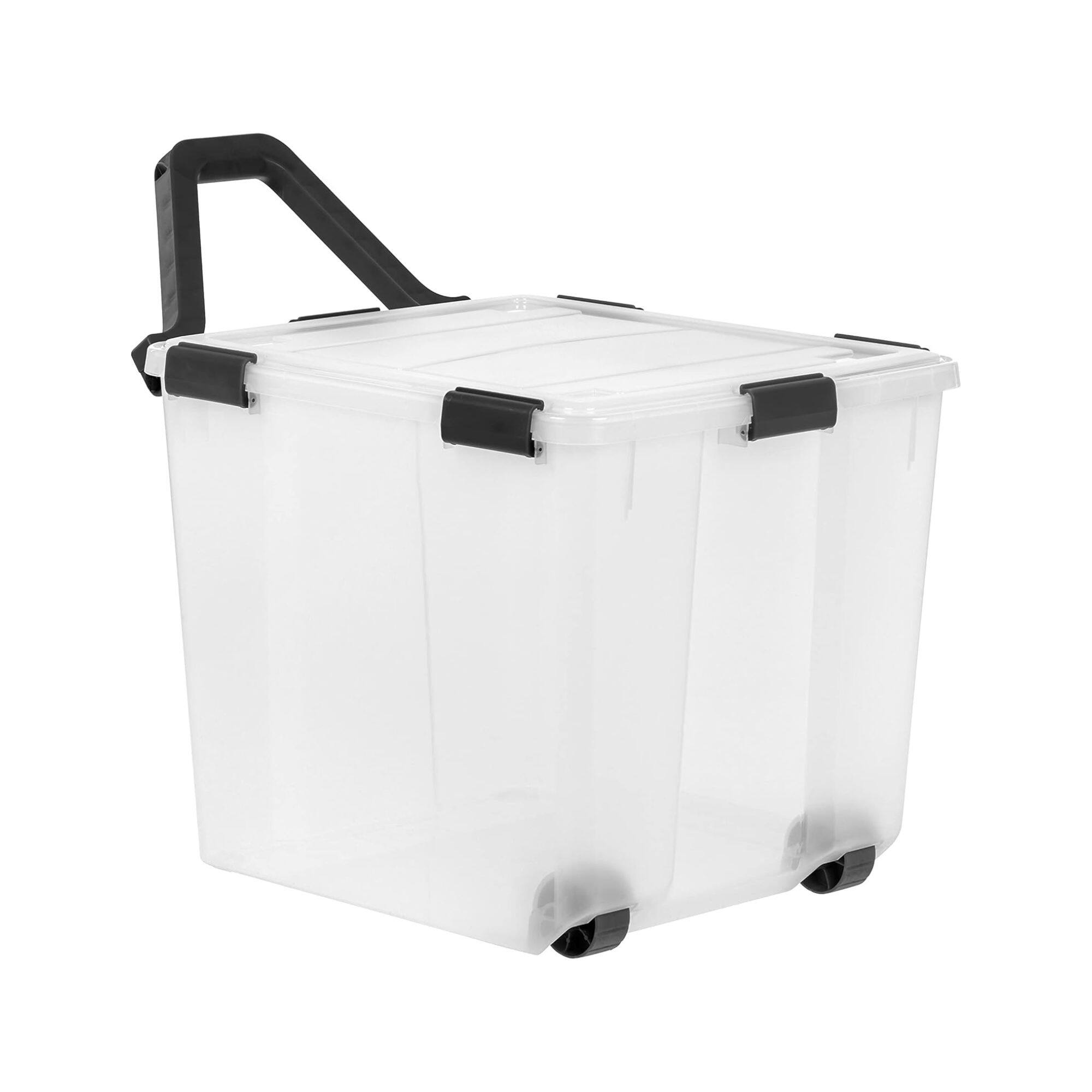Alt View 5. IRIS USA - IRIS USA 3 Pack 106 Quart WEATHERPRO Wheeled Plastic Storage Bin with Secure Lid - Clear.