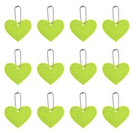 Unique Bargains - Safety Reflector, Reflective Tags Pendant Heart Shaped Safety Keychain with Chain - Fits Keychain/Purses/Cycling/Running - Dark Green