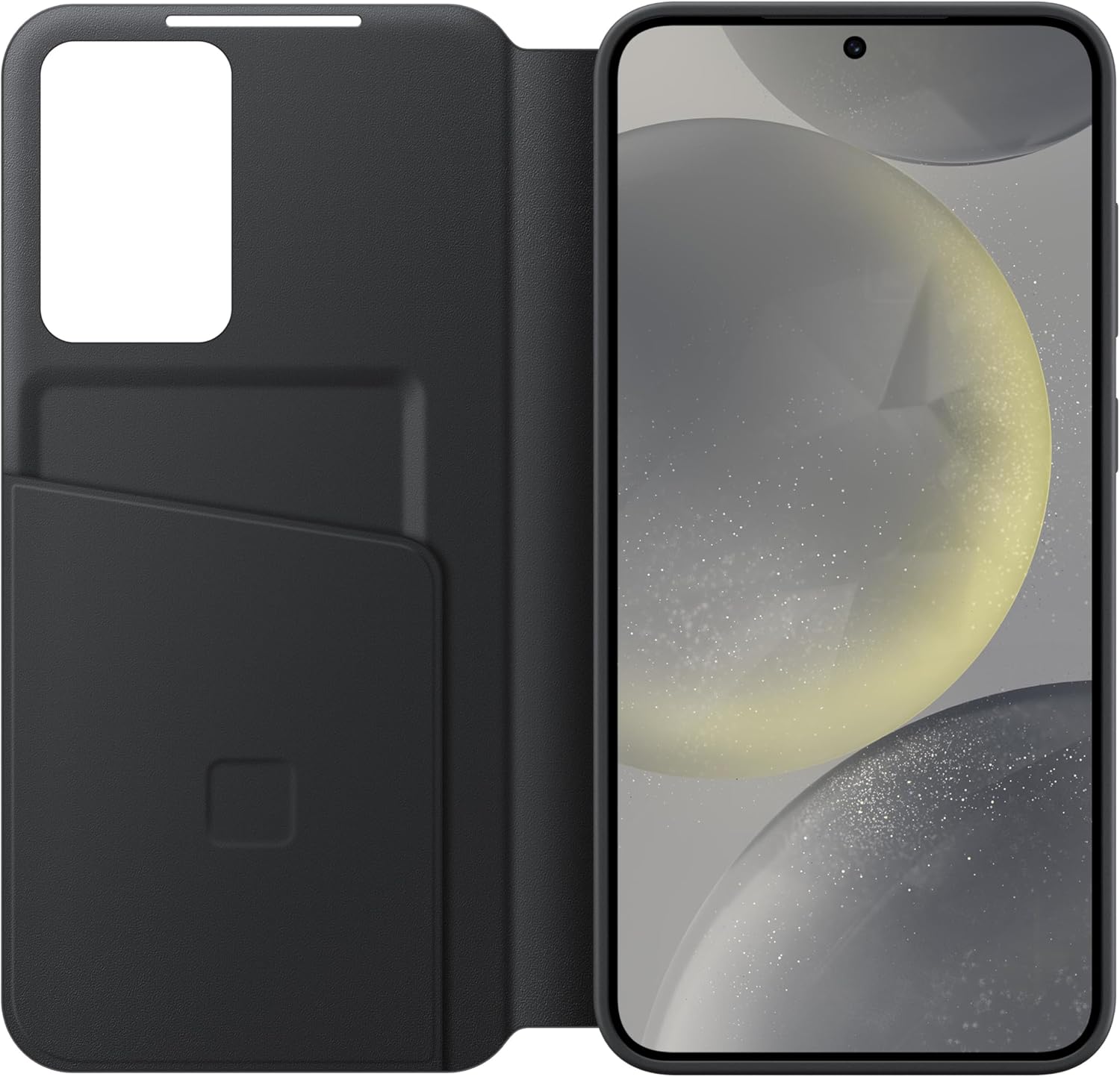 Left. Samsung - Samsung S-View Wallet Case Galaxy S24+ I Color: Black - Black.