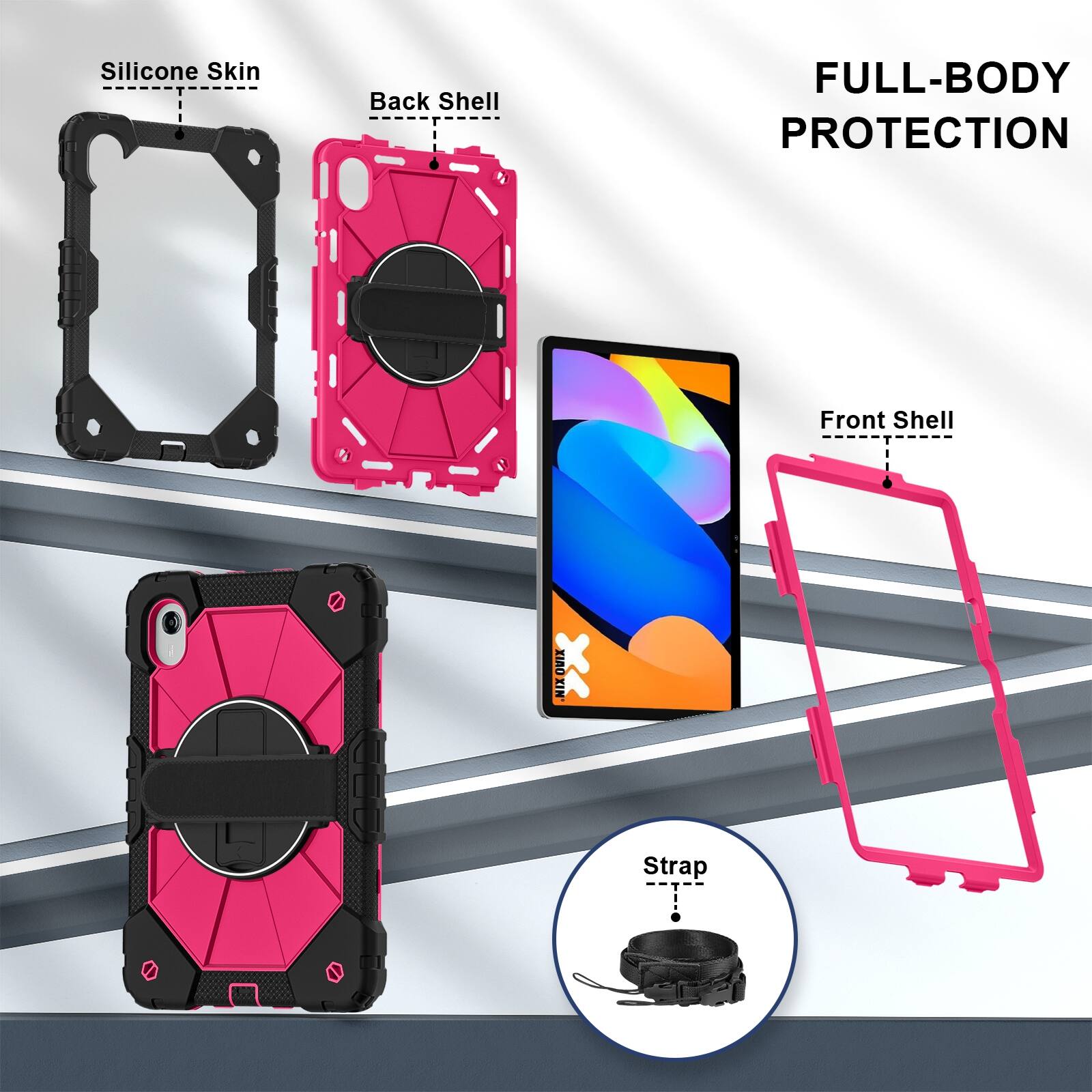 Silicone Skin  
Back Shell  
FULL-BODY PROTECTION  
Front Shell  
Strap