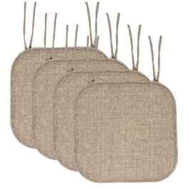 Sweet Home Collection - Aria Memory Foam Non-Slip 16" x 16" Chair Cushion Pad with Ties, 4-Pack - Brown