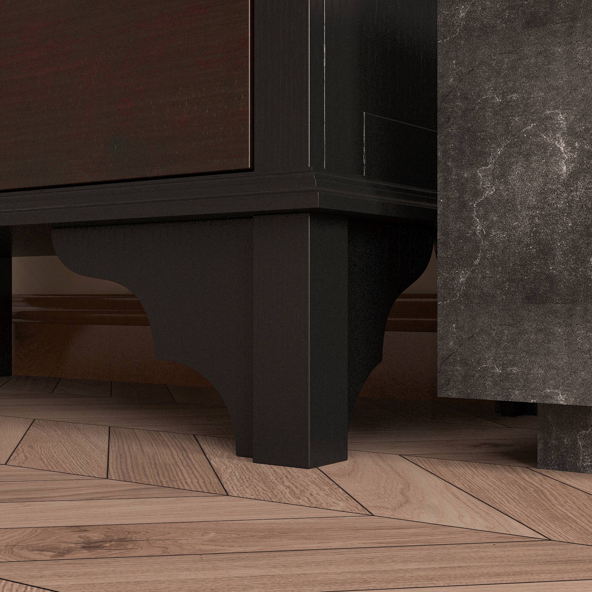 Alt View 5. Famapy - Famapy Classic Display Cabinet with Ornate Gold Accents & Glass Doors - Black & Brown.