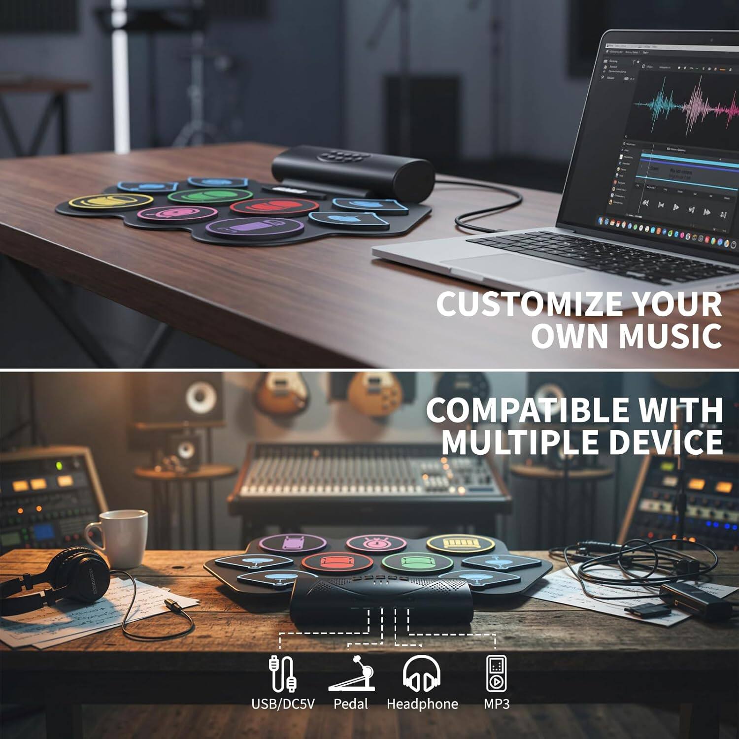 CUSTOMIZE YOUR OWN MUSIC

COMPATIBLE WITH MULTIPLE DEVICE

USB/DC5V Pedal Headphone MP3