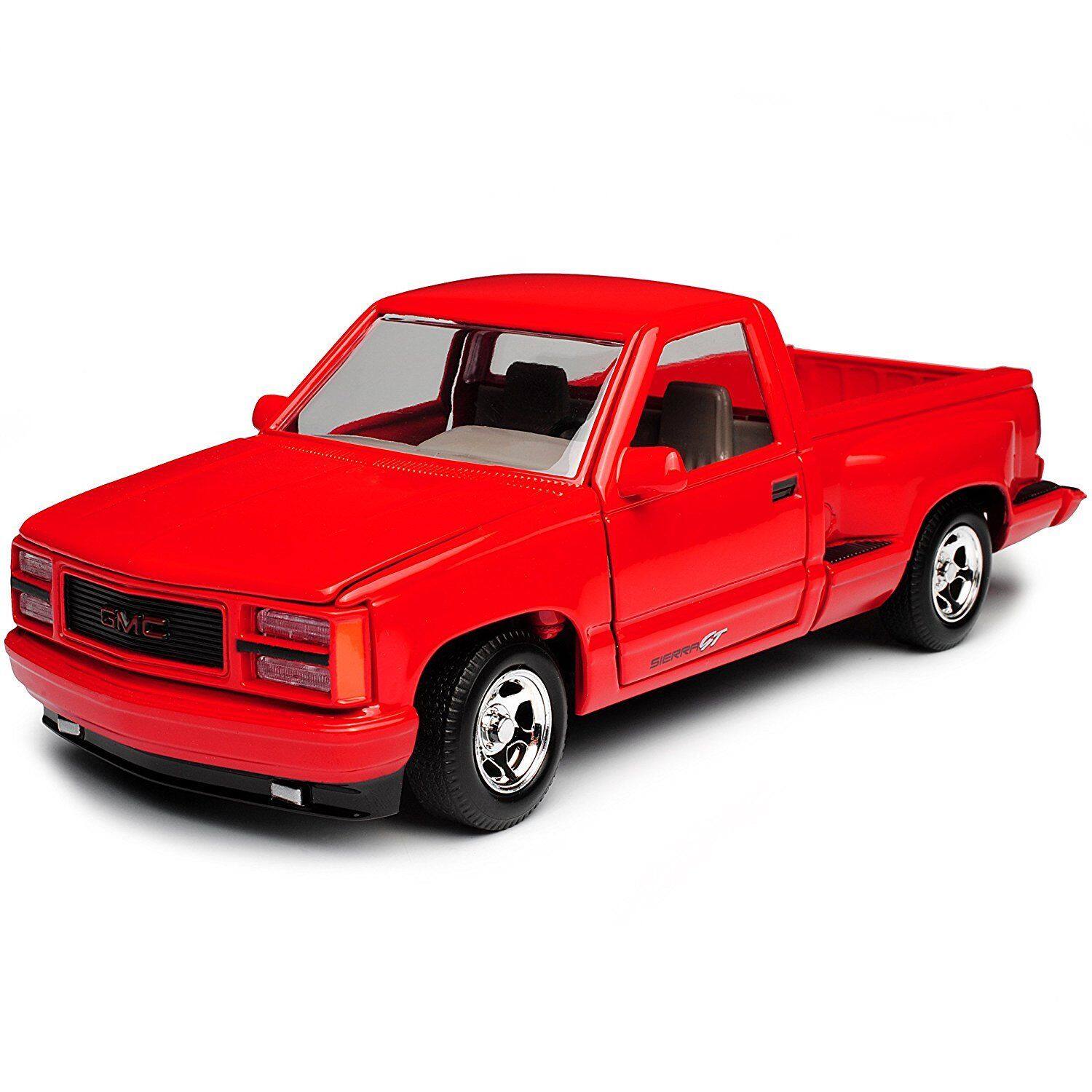 Alt View 1. Motormax - 1992 GMC Sierra GT Red Pickup Truck 1/24 Diecast Model by Motormax.