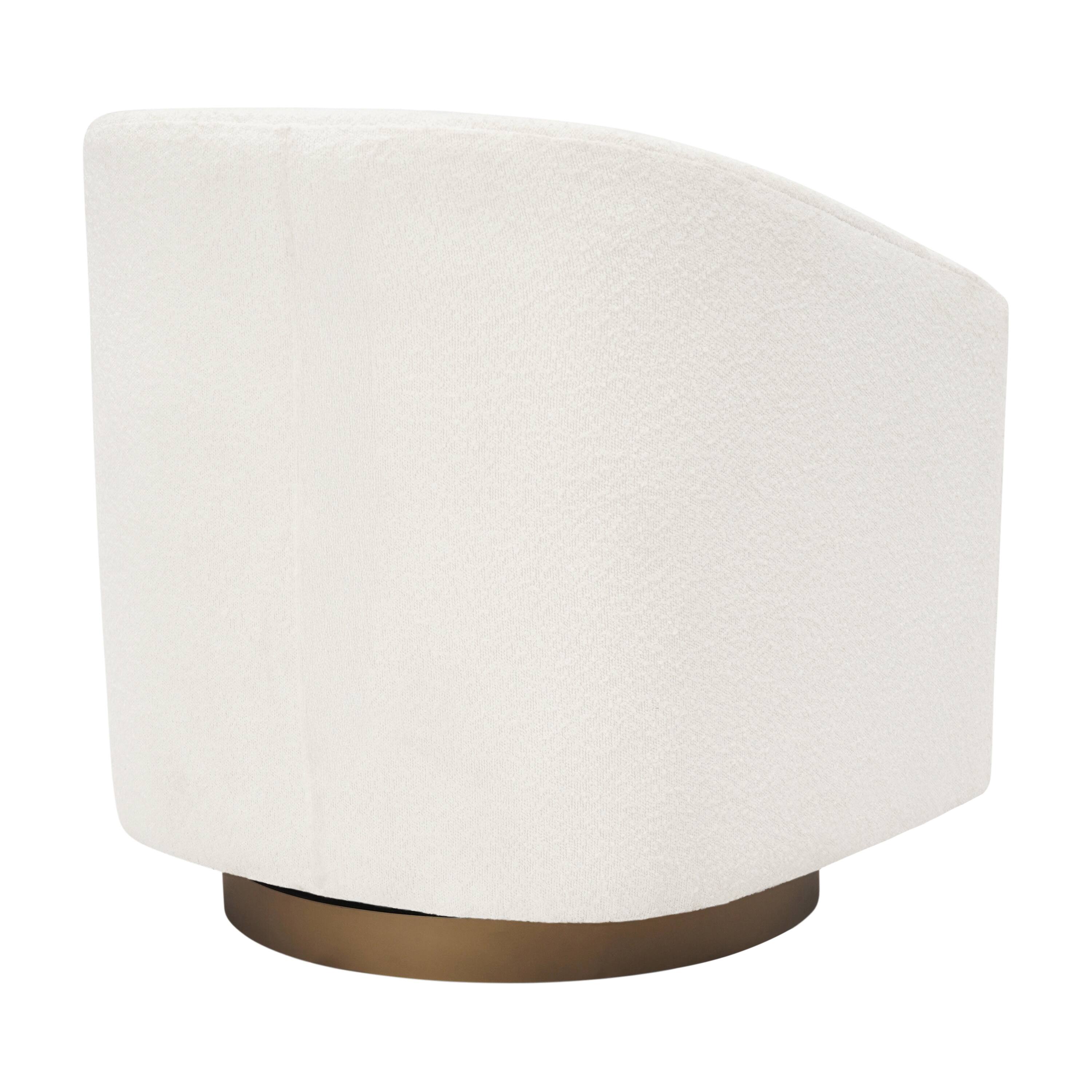 Alt View 4. Emma + Oliver - Della Club Style Barrel Accent Chair with 360 Degree Swivel Base and Sloped Armrests - White.