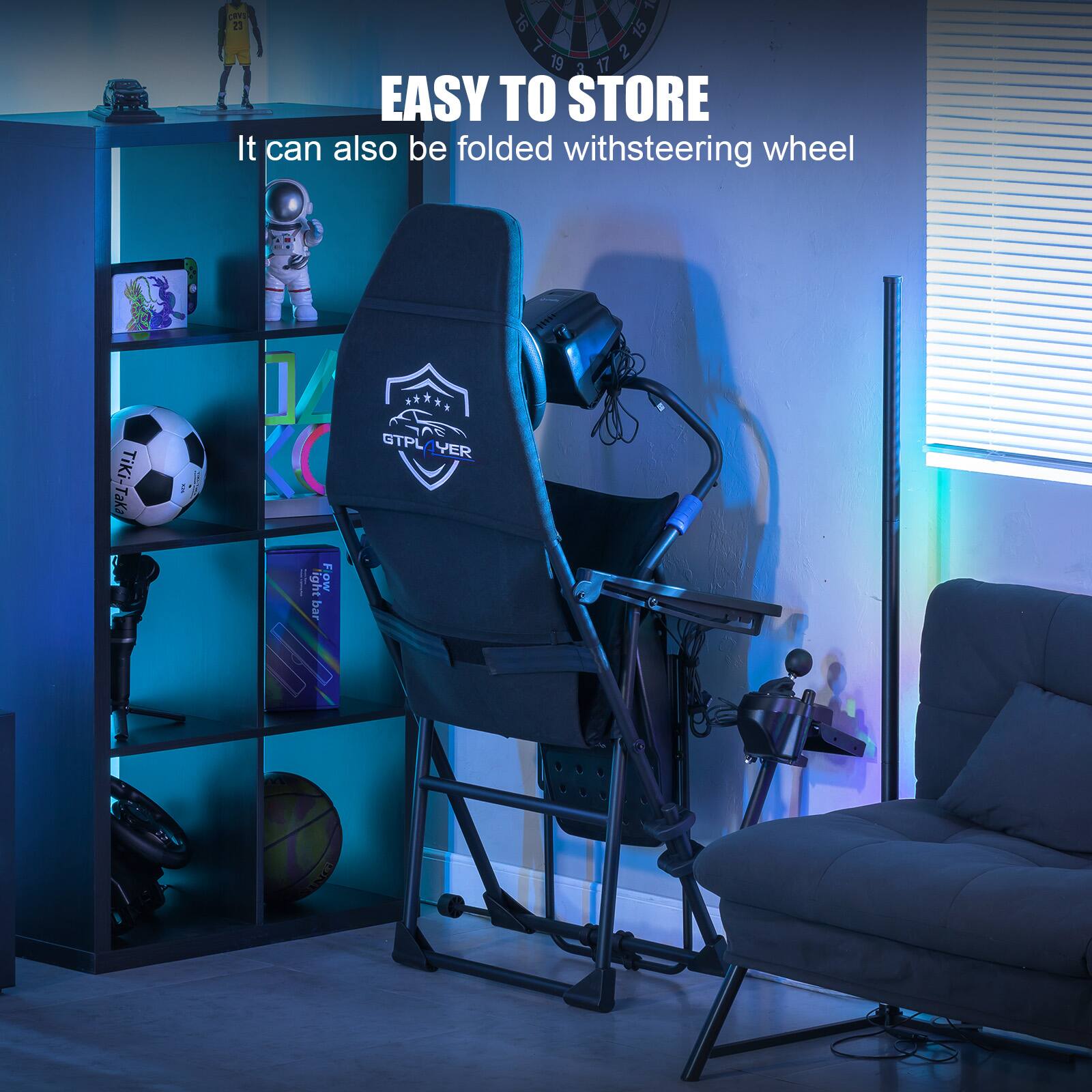 Easy to Store It can also be folded with a steering wheel.