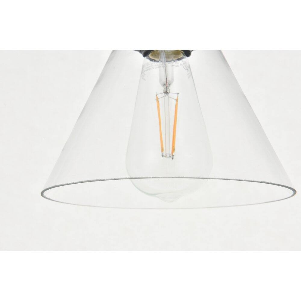Back. Living District - Histoire 3 Light Brass And Black Pendant - Brass And Black And Clear.