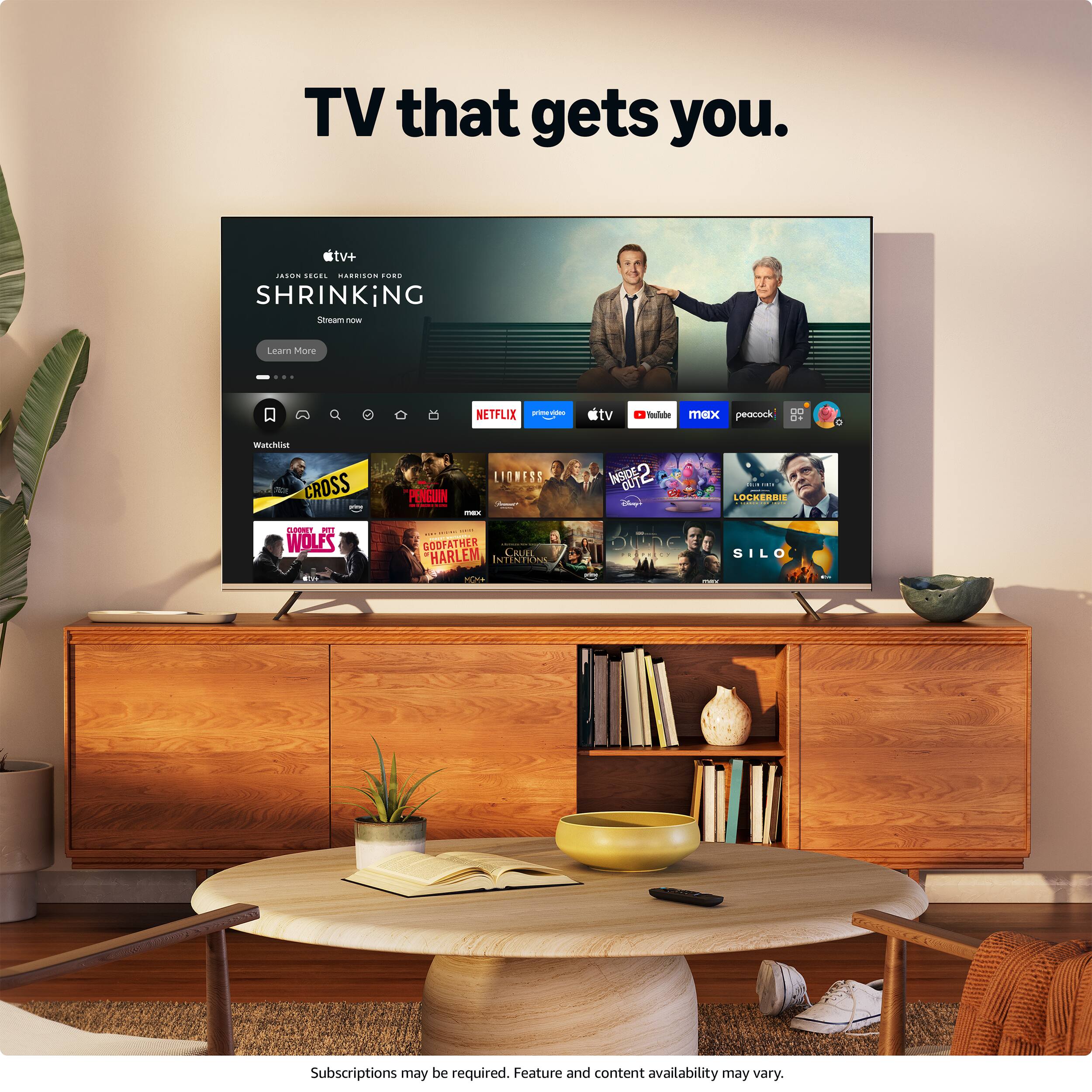 TV that gets you.

SHRINKING  
Stream now  
Learn More

Watchlist  
CROSS  
WOLFS  
LIONESS  
PENGUIN  
GOOFATHER  
HARLEM  
LOCKERBIE  
SILO  

Subscriptions may be required. Feature and content availability may vary.