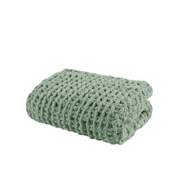 Gracie Mills - Dana Handmade Chenille Chunky Knit Throw Blanket - Sage Green