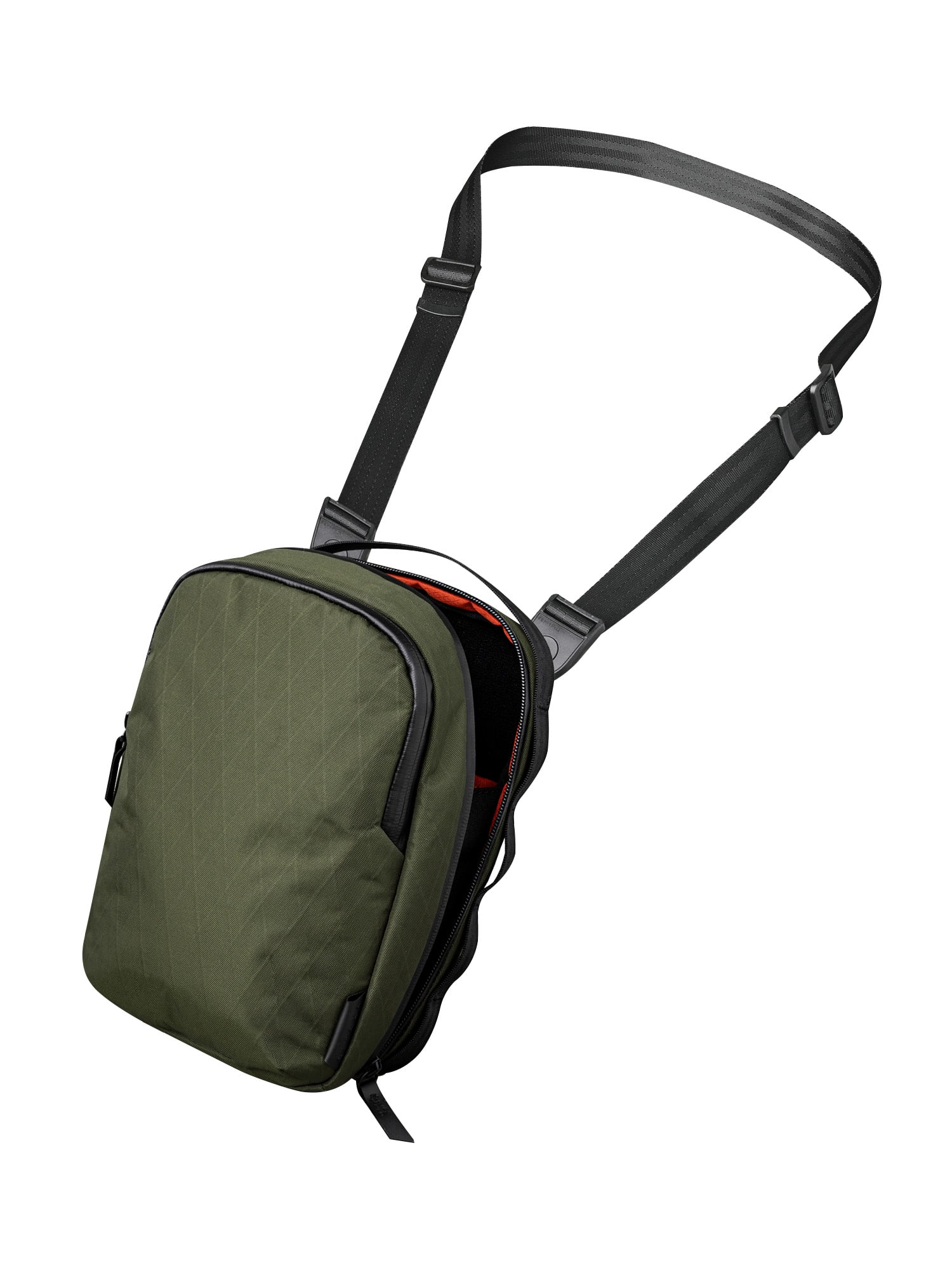 ALPAKA - Sling Bag 3L for Men, Fits iPad mini/Nintendo Switch/Headphones, YKK AquaGuard Zippers, Key Tether, Water-Resistant - Olive Green X-Pac X42