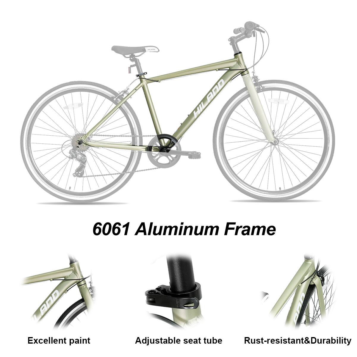 6061 Aluminum Frame

- Excellent paint
- Adjustable seat tube
- Rust-resistant & Durability