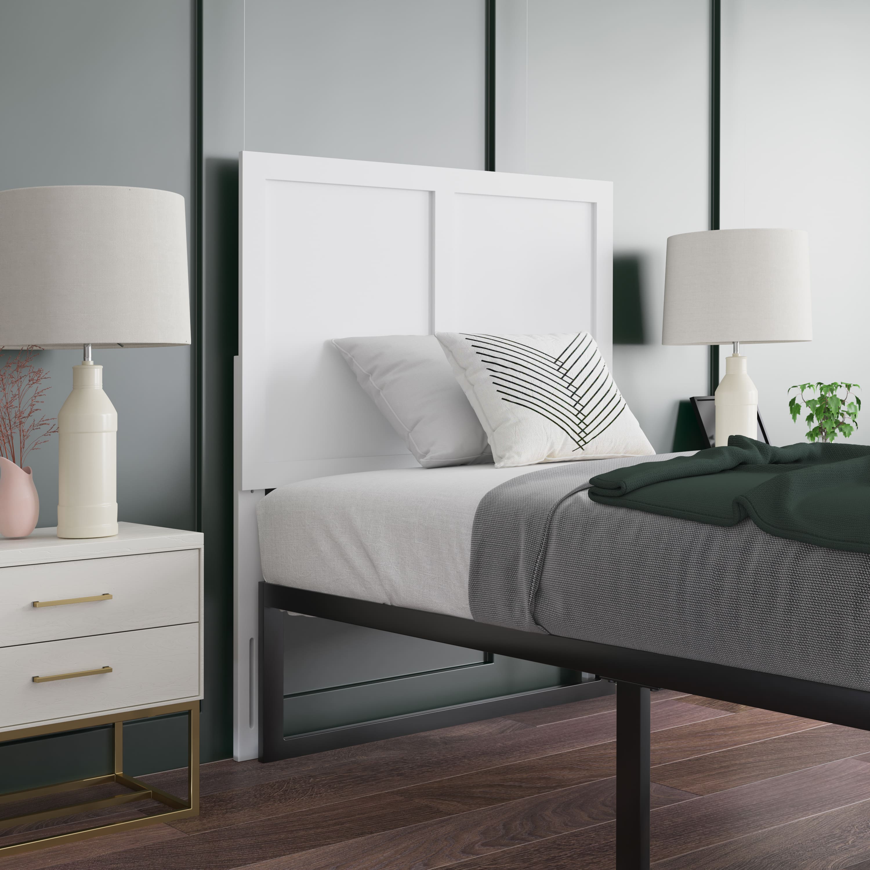 Emma + Oliver - Omar Paneled Wooden Adjustable Headboard Only - White price history on PriceWatchPro