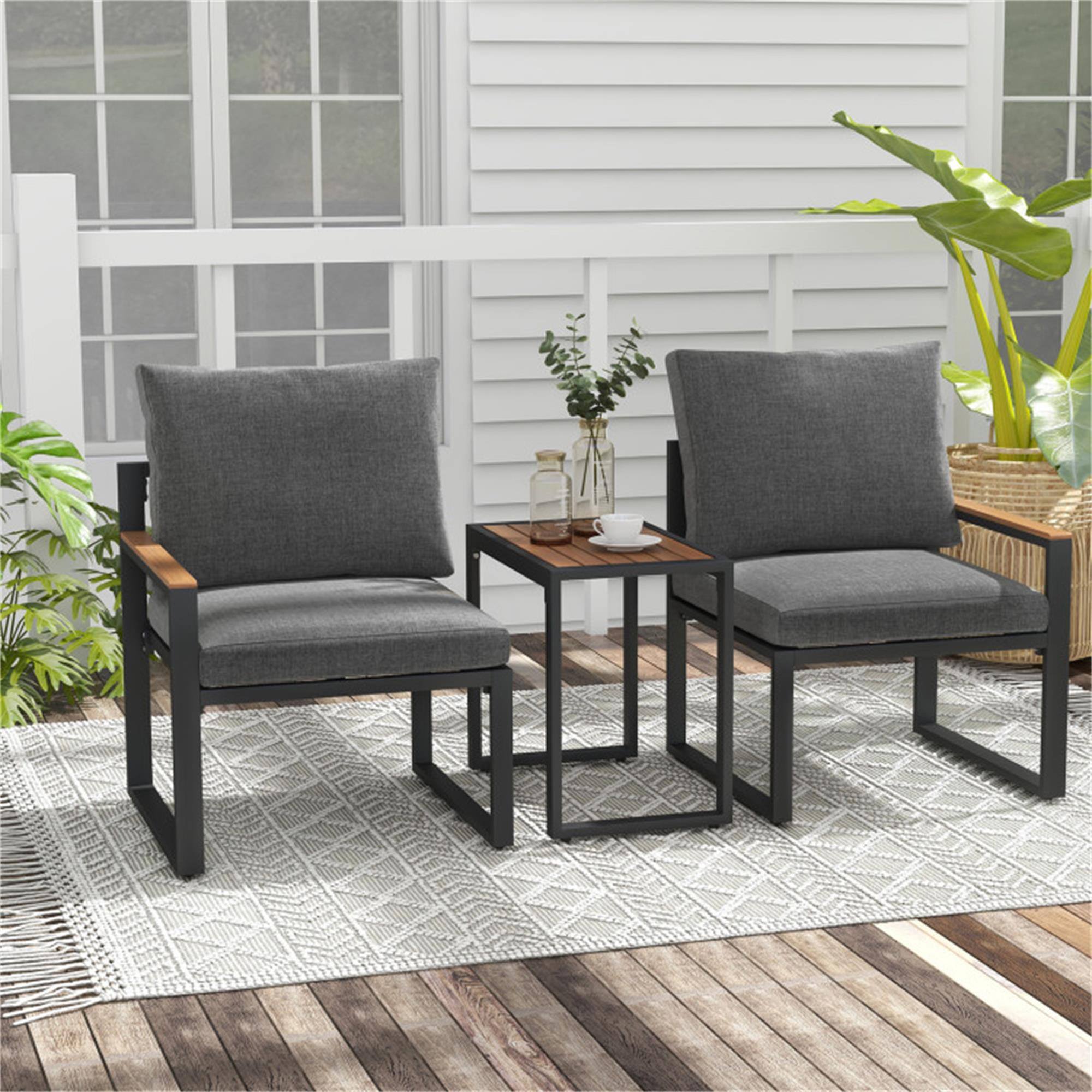 Alt View 2. Boyel Living - Gray 3 Pieces Aluminum Frame Weatherproof Outdoor Conversation Set with Soft Cushions- 250-in W x 270-in D x 250- - Gray.