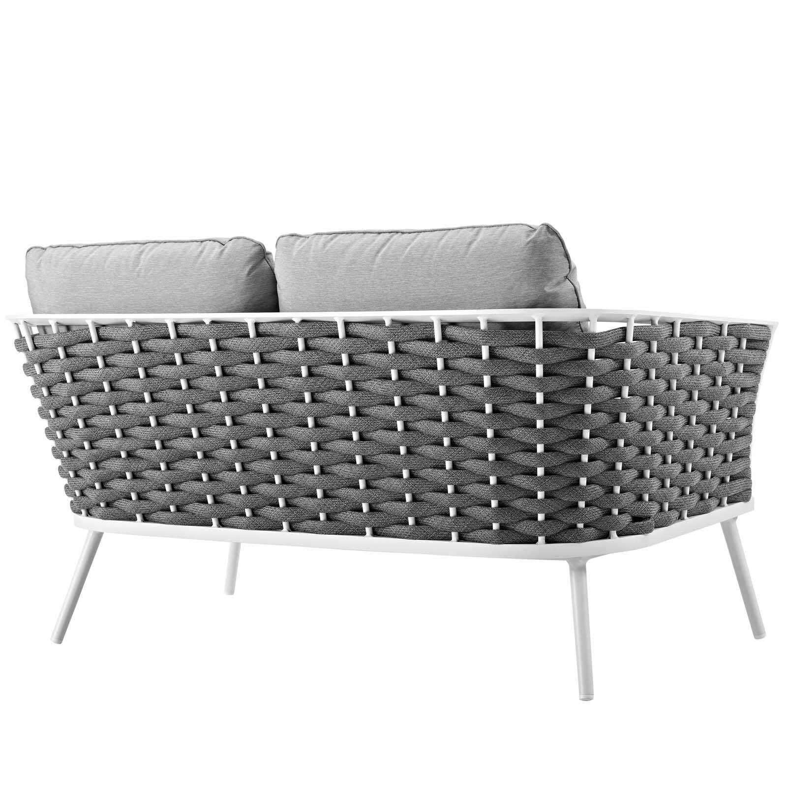 Back. Modway - Stance Outdoor Patio Aluminum Loveseat by Modway - White Gray.