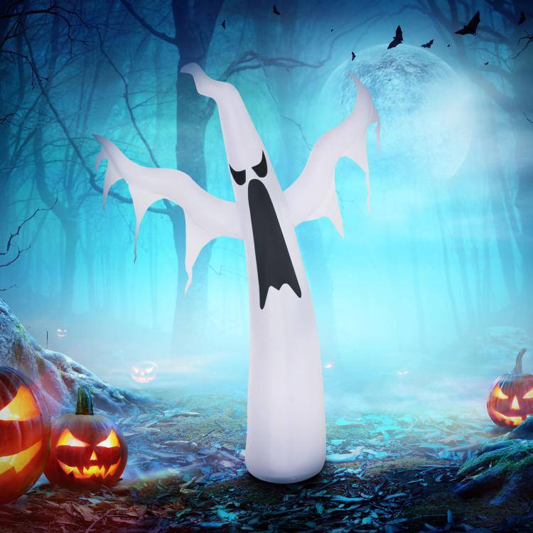 Alt View 2. PULUZ - 6' Tall Halloween Inflatables Outdoor Decorations White Ghost - White.
