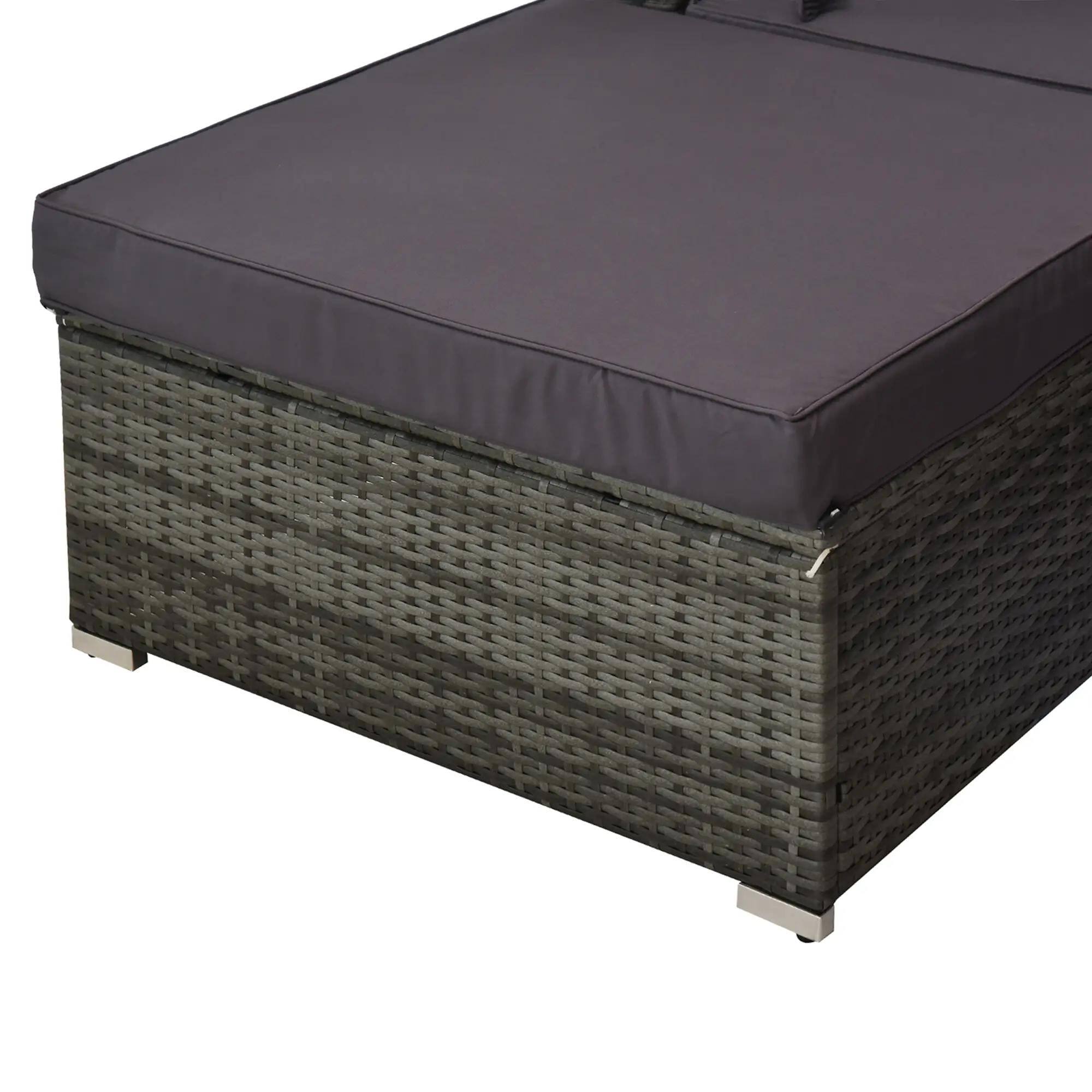 Alt View 1. Resenkos - Resenkos 5-Piece Rattan Patio Sectional Set, Outdoor Sectional Furniture, PE Wicker Couch, Gray - Gray.